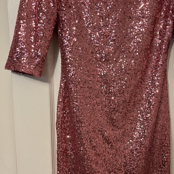 Pink Sparkly Three Quarter sleeve Dress - Picture 4 of 5